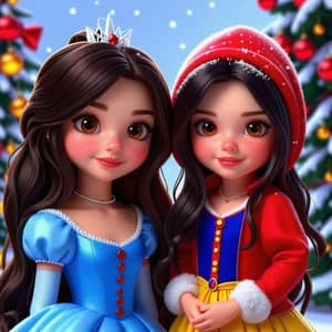 Pixar Style 3D Girls in Cinderella and Snow White Costumes