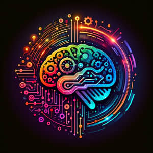 Futuristic AI Technology Brain Logo | Colorful Design