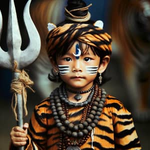South Asian Child in Lord Shiva Attire | Traditional Hindu Costume