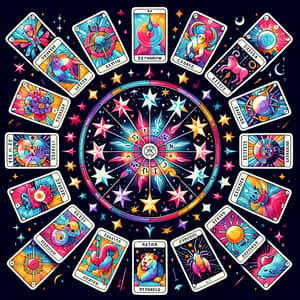 Zodiac Signs and Tarot Cards: Bright Celestial Harmony