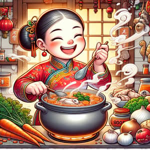 Cheerful Chinese Mom Cooking Delicious Soup | Kitchen Happiness