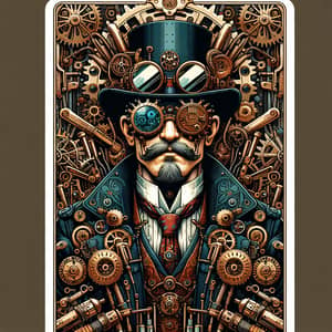 Steampunk Tarot Card Inventor | Colorful Tech Fantasy Art