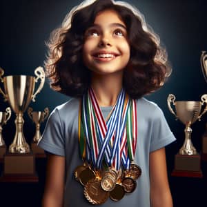 Young Middle-Eastern Girl's Achievements Sparkle with Gold & Silver Medals