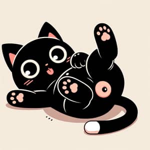 Playful Black Cat Cartoon Illustration | Mischievous and Cute