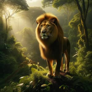 Majestic Lion King of the Jungle in Forest