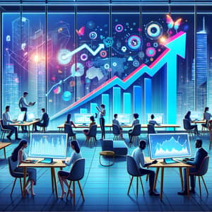 Futuristic Online Business Illustration with Diverse Group