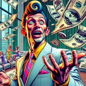 Pop Art Money Throw in Luxurious Penthouse - Dynamic Scene