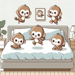 cute five little monkey jumping on the bed vector