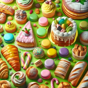 Vibrant Lime-Colored Bakery Delights | Sweet Treats Galore