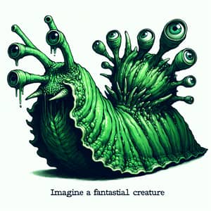 Green Slug Monster with Optical Tentacles | Fantasy Creature