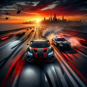 High-Speed Car Chase Scene at Dusk | Adrenaline-Fueled Action