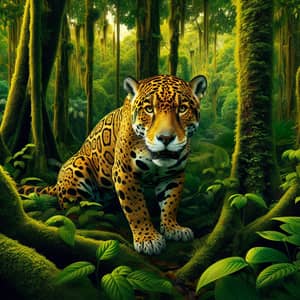 Jungle Jaguar: Majestic Predator in Tropical Rainforest
