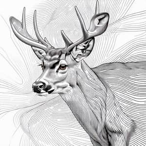 Deer Coloring Book Image with Thick Lines