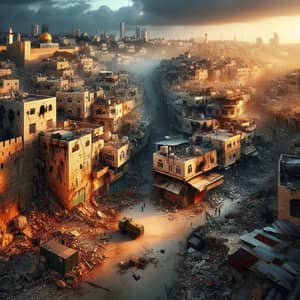 War-torn Jerusalem Cityscape - Ancient History and Recent Destruction