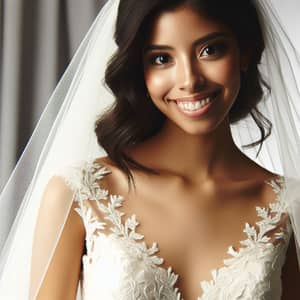 Latinx Woman in Elegant Wedding Gown | Wedding Day Joy