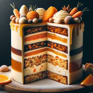 Decadent Cake with Carrot Biscuits, Cream and Salted Caramel