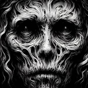 Horror-Inspired Face Illustration with Nightmare-Inducing Vibe