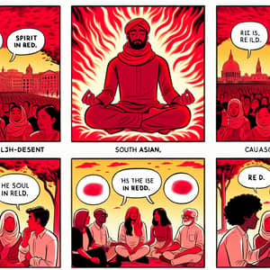 Spirit in Red Comic Strip: Diverse Encounters in Vibrant Red
