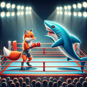 Fox vs Shark: Unique Boxing Match in Bright Ring