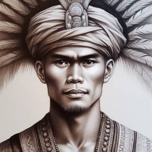 Filipino Man in Traditional Attire - Lapu-Lapu Inspired Drawing