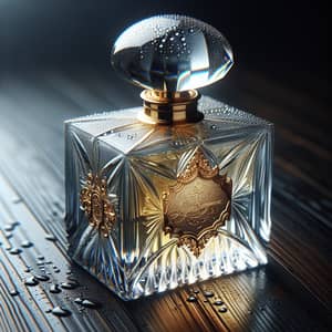 Luxury Ambrosia Perfume | Ornate Glass Bottle on Wood Table