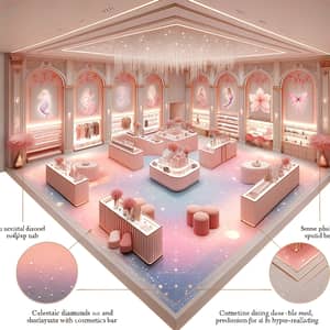 Luxurious Mermaid-Inspired Clothing Store Layout with Peach-Pink Ombre Effect