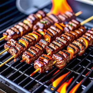 Delicious Steak Kebabs: Sizzle, Char Marks & Vibrant Colors