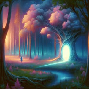 Enchanting Forest Landscape with Glowing Portal