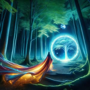 Enchanted Forest Portal: Ethereal Moonlight Fantasy Scene