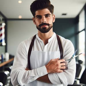 Professional Hispanic Barber with Confidence | Barber Shop Portrait
