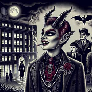 Gothic Horror/Punk Illustrated She-Devil: '60s Era Fashion