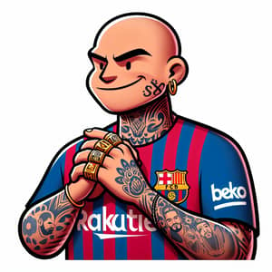 Hispanic Rapper with Barcelona Shirt and Tattoos | Disney Style