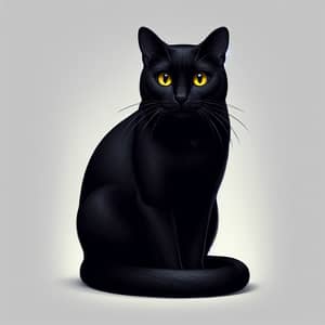 Graceful Black Cat with Glowing Yellow Eyes