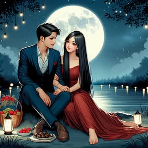 Romantic Indian Couple Under Moonlight | Outdoor Affection Scene