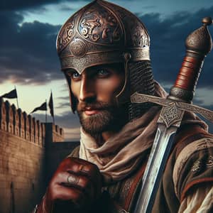 Middle-Eastern Medieval Warrior with Detailed Helmet