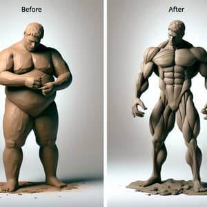 Clay Man Transformation Sculpture: Fit & Muscular Figure