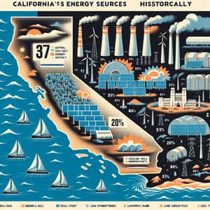 California's Historical Energy Sources Illustration