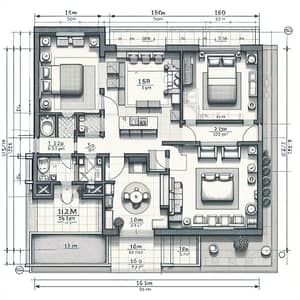 150 sqm Detailed Floor Plan with Luxurious Bedrooms & Functional Layout