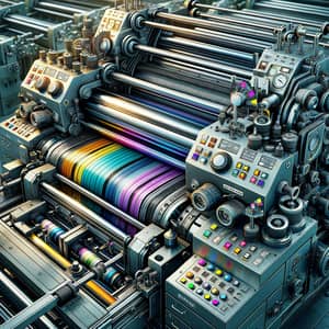 Colorful Offset Printing Machine in Operation