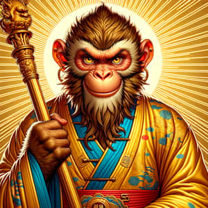 Fierce Monkey in Traditional Chinese Clothing - Celestial Power