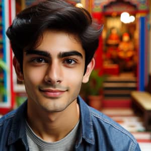 South Asian Boy with Dark Hair and Bright Eyes | Vibrant Cultural Setting