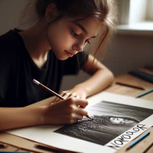 Teen Girl Drawing with Signature Name Nomopa | Artistic Creation