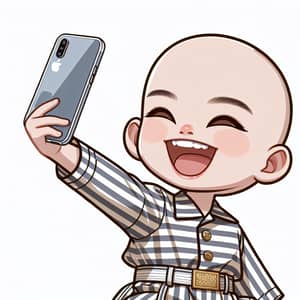 Joyful Young Chinese Boy Selfie with Luxury Outfits
