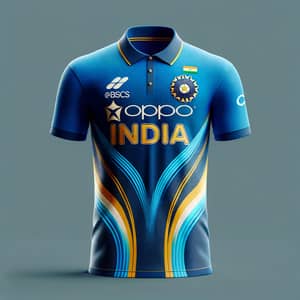 Official Indian Cricket Jersey - BCCI Logo, Blue & Gold Design