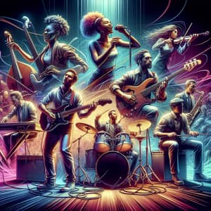 Diverse Musical Band on Stage | Live Performance Ambiance