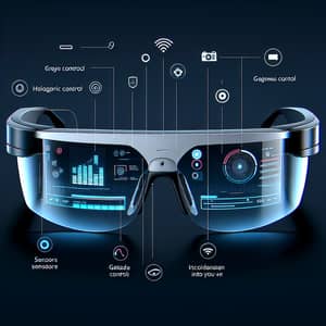 Futuristic High-Tech Glasses with Holographic Display