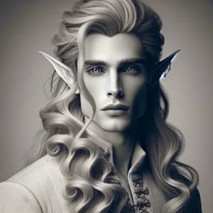 Graceful Androgynous Male Elf with Long Ponytail