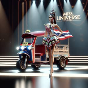 Miss Universe Thailand in Iconic Tuk-Tuk National Costume