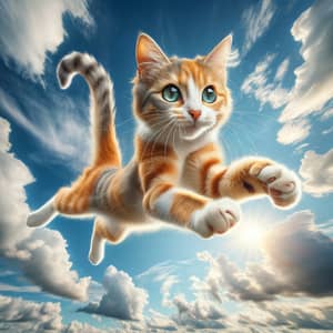 Playful Domestic Cat Leaping | Stunning Orange and White Fur