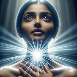 Tranquil South Asian Woman with Mystical Healing Energy